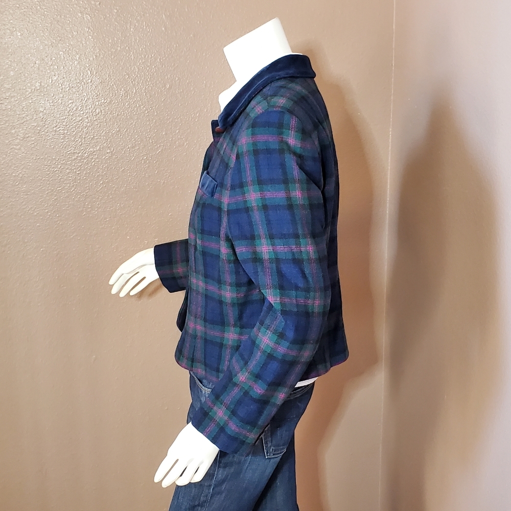 Vtg Pendleton Plaid Wool Cropped Jacket Size 12p - image 3